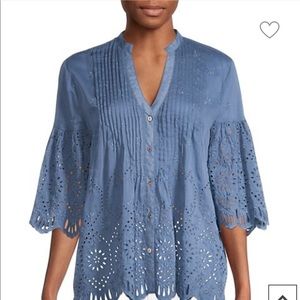 Jade (Button-Front Cotton & Silk Blend Top)
